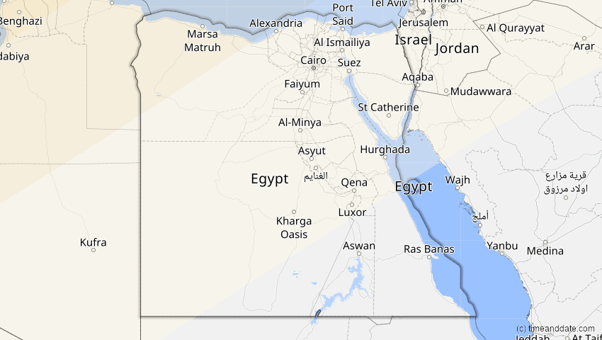 A map of Ägypten, showing the path of the 20. Mär 2015 Totale Sonnenfinsternis