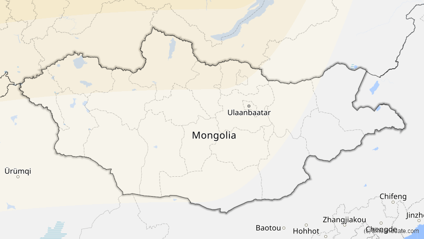 A map of Mongolei, showing the path of the 20. Mär 2015 Totale Sonnenfinsternis