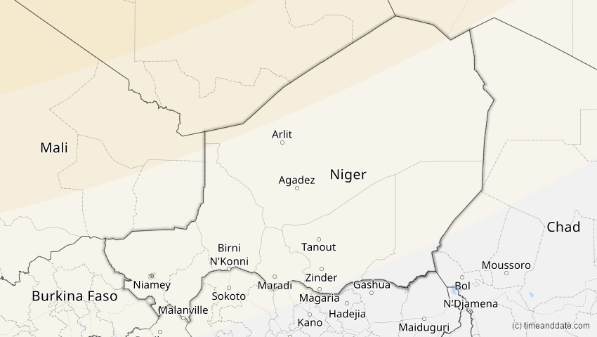 A map of Niger, showing the path of the 20. Mär 2015 Totale Sonnenfinsternis