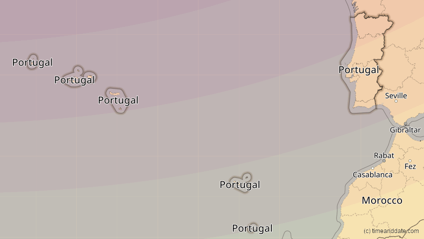 A map of Portugal, showing the path of the 20. Mär 2015 Totale Sonnenfinsternis