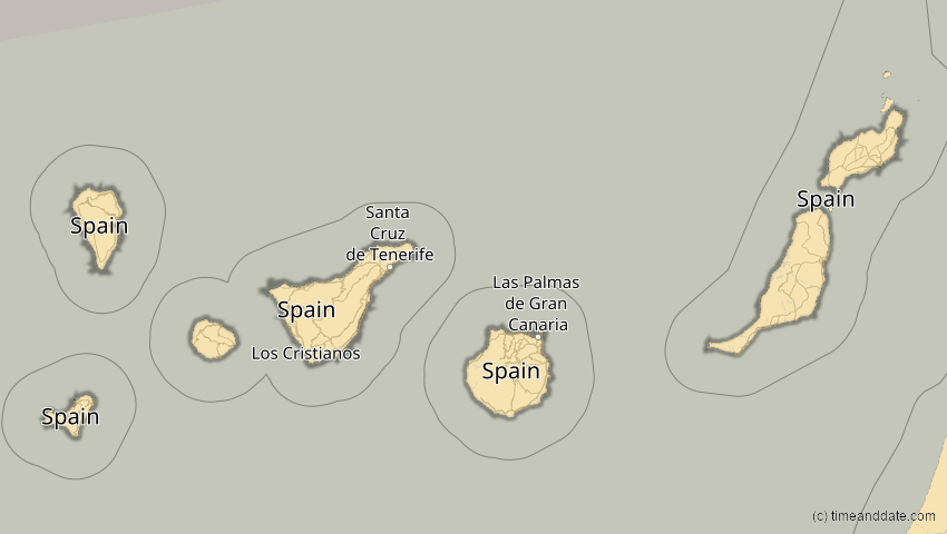 A map of Kanarische Inseln, Spanien, showing the path of the 20. Mär 2015 Totale Sonnenfinsternis