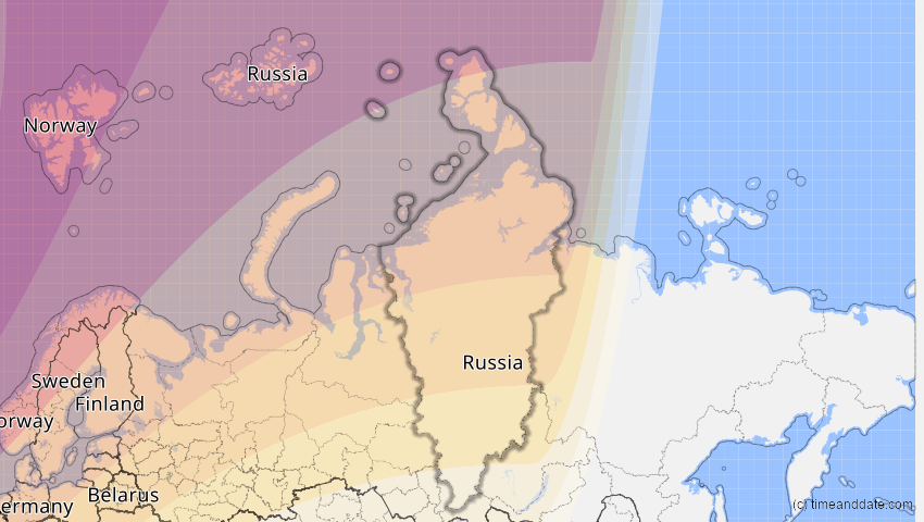 A map of Krasnojarsk, Russland, showing the path of the 20. Mär 2015 Totale Sonnenfinsternis