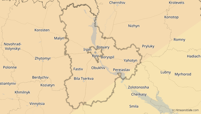 A map of Kiew, Ukraine, showing the path of the 20. Mär 2015 Totale Sonnenfinsternis