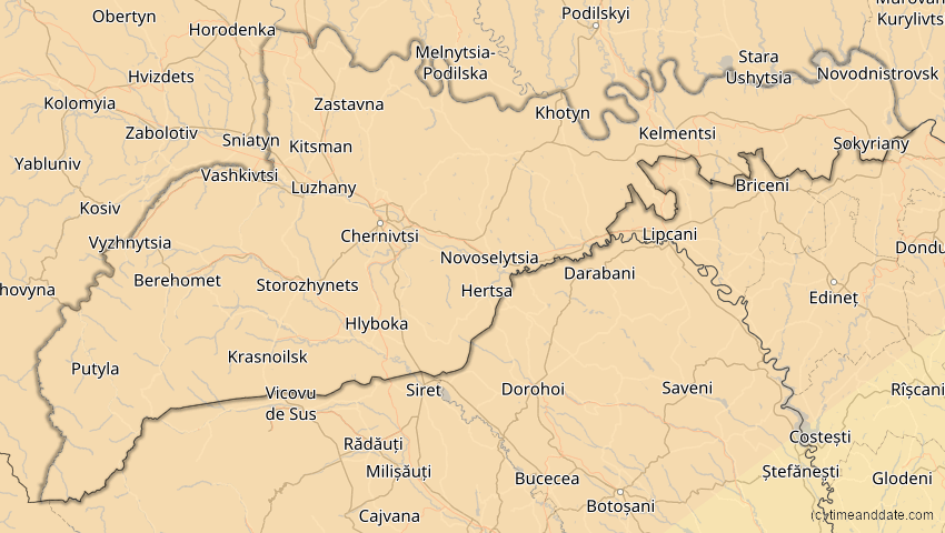 A map of Tscherniwzi, Ukraine, showing the path of the 20. Mär 2015 Totale Sonnenfinsternis