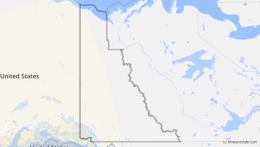A map of Yukon, Kanada, showing the path of the 8. Mär 2016 Totale Sonnenfinsternis