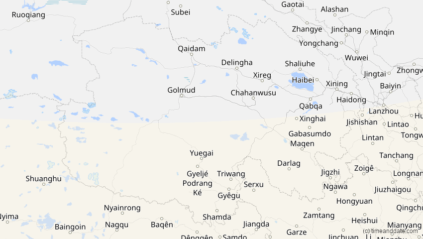 A map of Qinghai, China, showing the path of the 9. Mär 2016 Totale Sonnenfinsternis