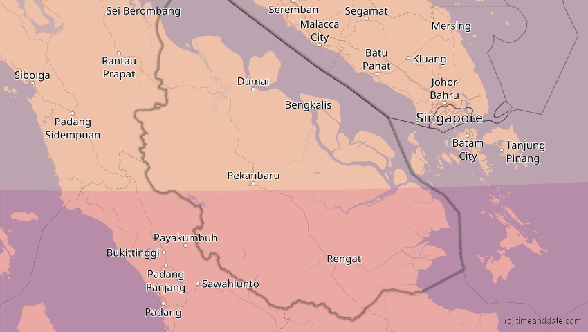 A map of Riau, Indonesien, showing the path of the 9. Mär 2016 Totale Sonnenfinsternis