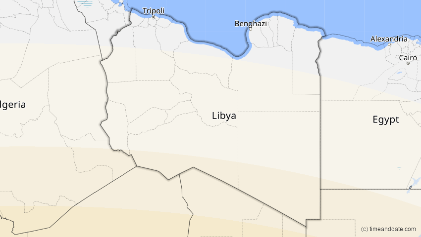 A map of Libyen, showing the path of the 1. Sep 2016 Ringförmige Sonnenfinsternis