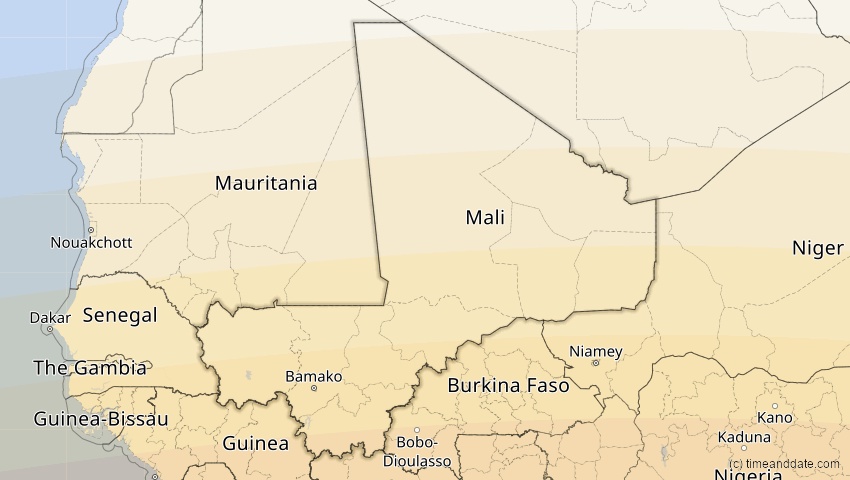 A map of Mali, showing the path of the 1. Sep 2016 Ringförmige Sonnenfinsternis
