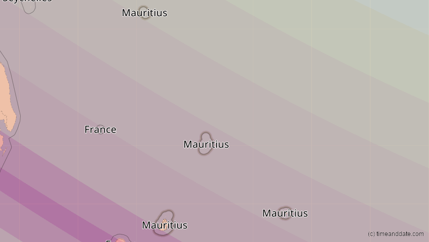 A map of Mauritius, showing the path of the 1. Sep 2016 Ringförmige Sonnenfinsternis