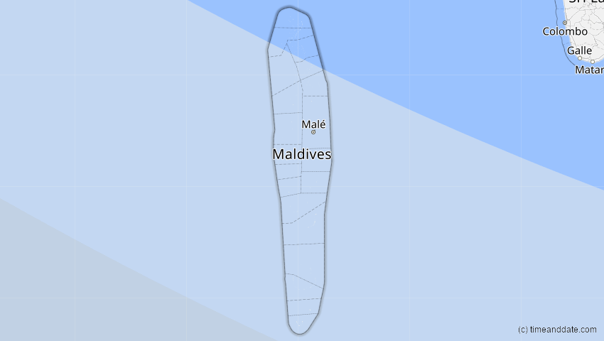 A map of Malediven, showing the path of the 1. Sep 2016 Ringförmige Sonnenfinsternis