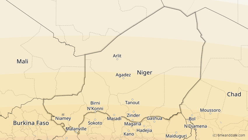 A map of Niger, showing the path of the 1. Sep 2016 Ringförmige Sonnenfinsternis