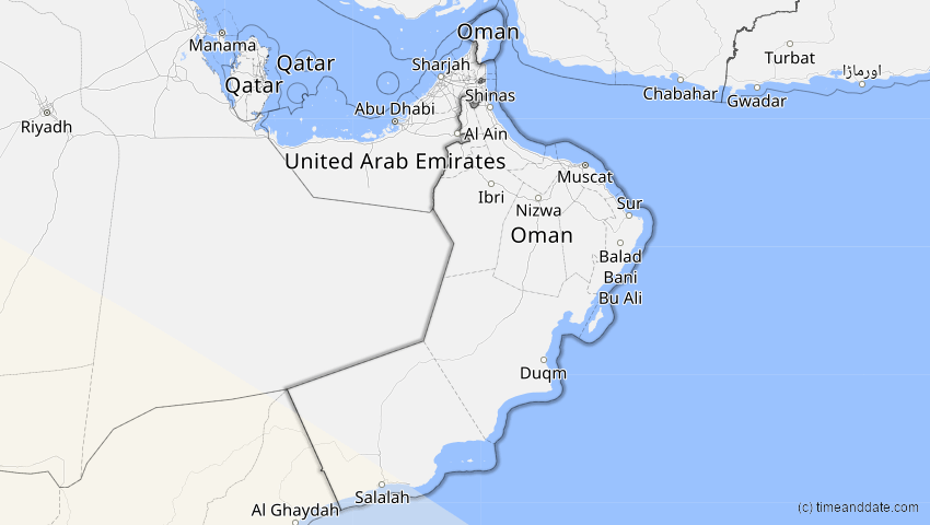 A map of Oman, showing the path of the 1. Sep 2016 Ringförmige Sonnenfinsternis