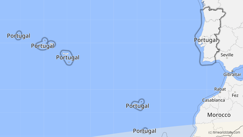 A map of Portugal, showing the path of the 1. Sep 2016 Ringförmige Sonnenfinsternis