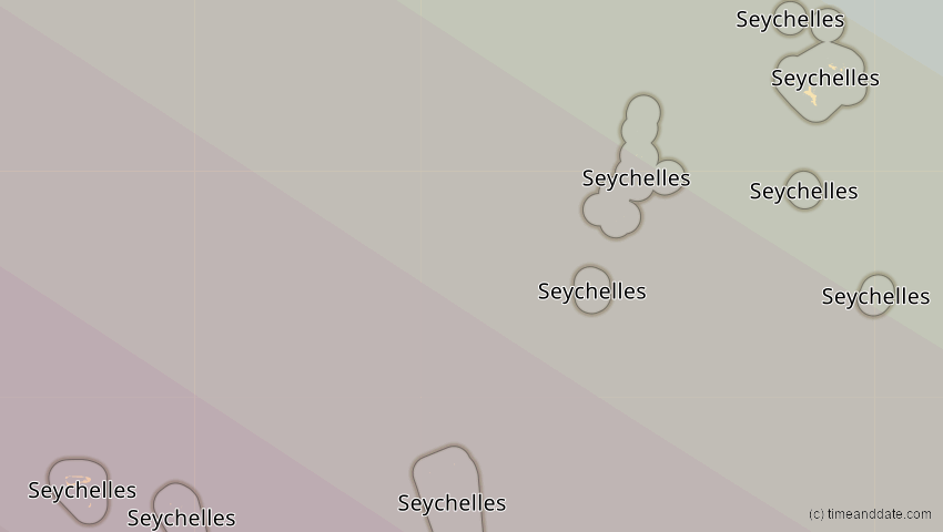 A map of Seychellen, showing the path of the 1. Sep 2016 Ringförmige Sonnenfinsternis