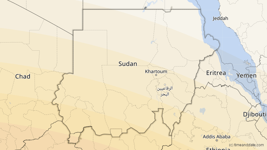 A map of Sudan, showing the path of the 1. Sep 2016 Ringförmige Sonnenfinsternis