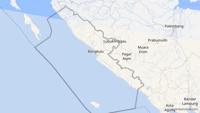 A map of Bengkulu, Indonesien, showing the path of the 1. Sep 2016 Ringförmige Sonnenfinsternis