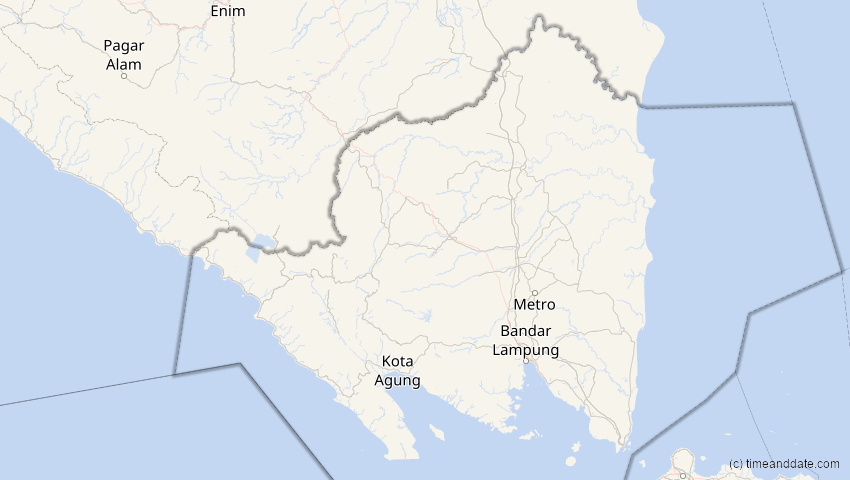 A map of Lampung, Indonesien, showing the path of the 1. Sep 2016 Ringförmige Sonnenfinsternis