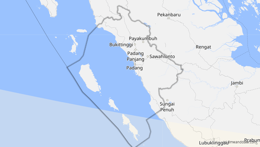 A map of Sumatera Barat, Indonesien, showing the path of the 1. Sep 2016 Ringförmige Sonnenfinsternis