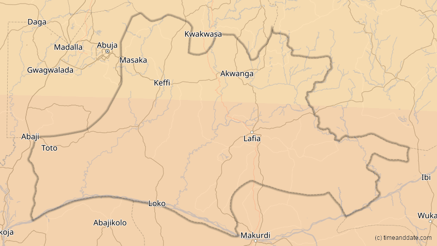 A map of Nassarawa, Nigeria, showing the path of the 1. Sep 2016 Ringförmige Sonnenfinsternis