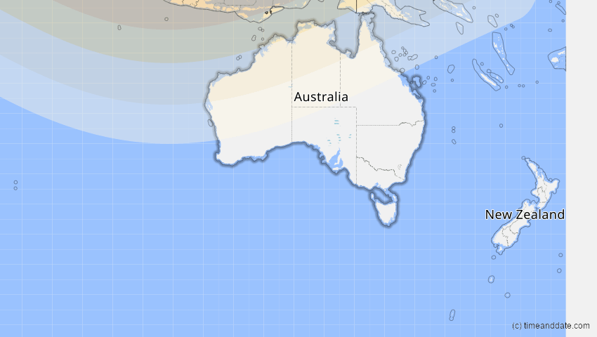 A map of Australien, showing the path of the 26. Dez 2019 Ringförmige Sonnenfinsternis
