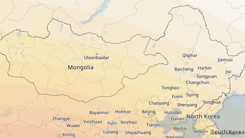 A map of Inner Mongolia, China, showing the path of the Jun 21, 2020 Annular Solar Eclipse