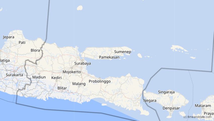 A map of East Java, Indonesia, showing the path of the Jun 21, 2020 Annular Solar Eclipse