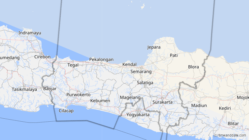 A map of Central Java, Indonesia, showing the path of the Jun 21, 2020 Annular Solar Eclipse
