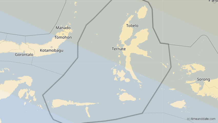 A map of North Maluku, Indonesia, showing the path of the Jun 21, 2020 Annular Solar Eclipse