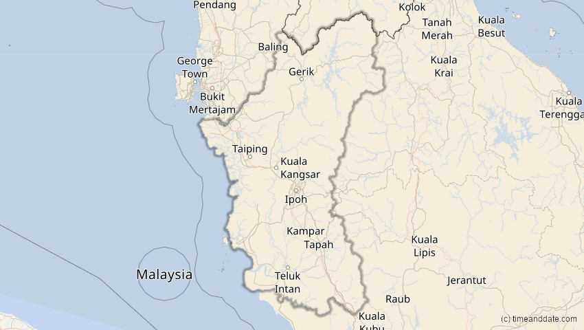 A map of Perak, Malaysia, showing the path of the Jun 21, 2020 Annular Solar Eclipse