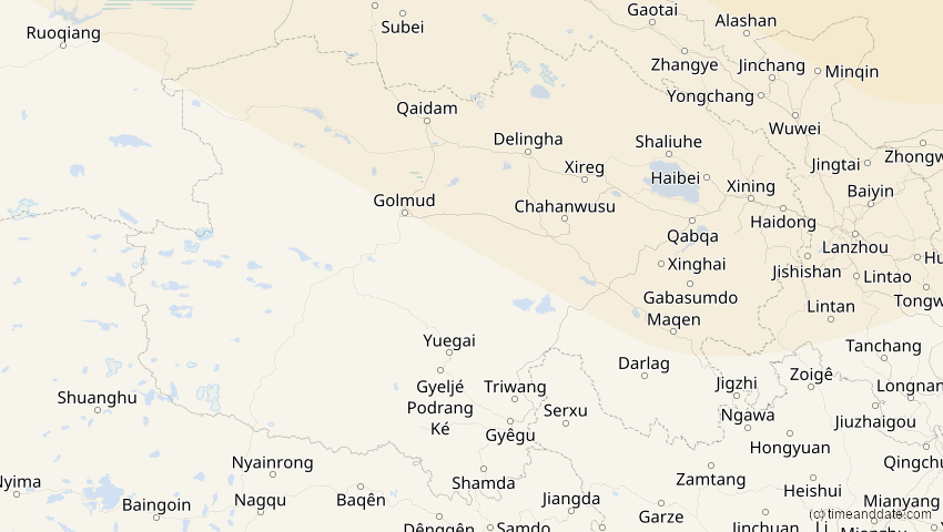 A map of Qinghai, China, showing the path of the Jun 10, 2021 Annular Solar Eclipse