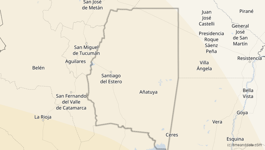 A map of Santiago del Estero, Argentina, showing the path of the Apr 30, 2022 Partial Solar Eclipse