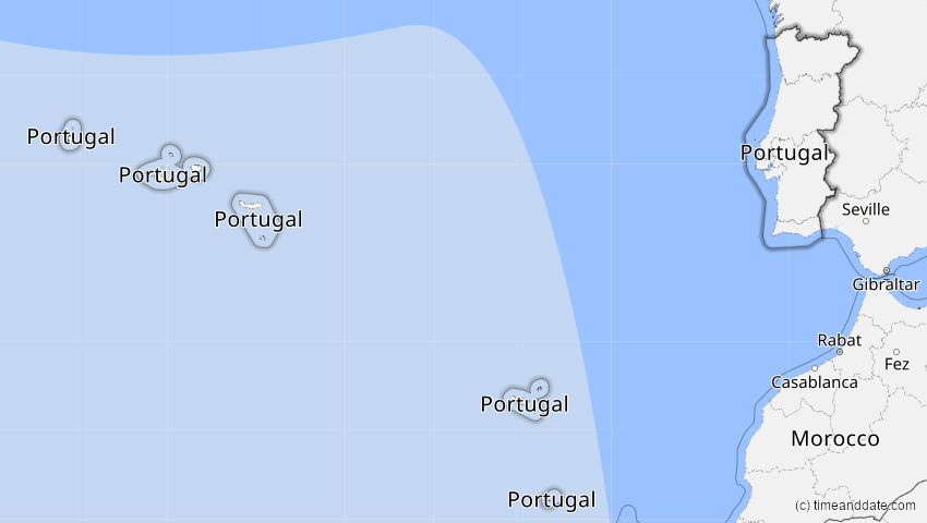 A map of Portugal, showing the path of the Oct 14, 2023 Annular Solar Eclipse