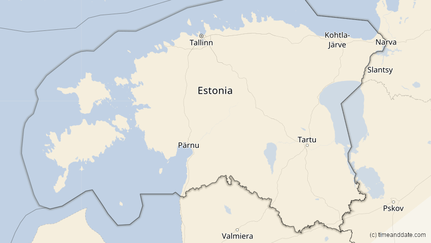 A map of Estland, showing the path of the 29. Mär 2025 Partielle Sonnenfinsternis