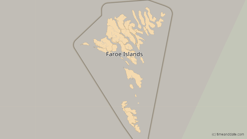 A map of Faroe Islands, showing the path of the Mar 29, 2025 Partial Solar Eclipse