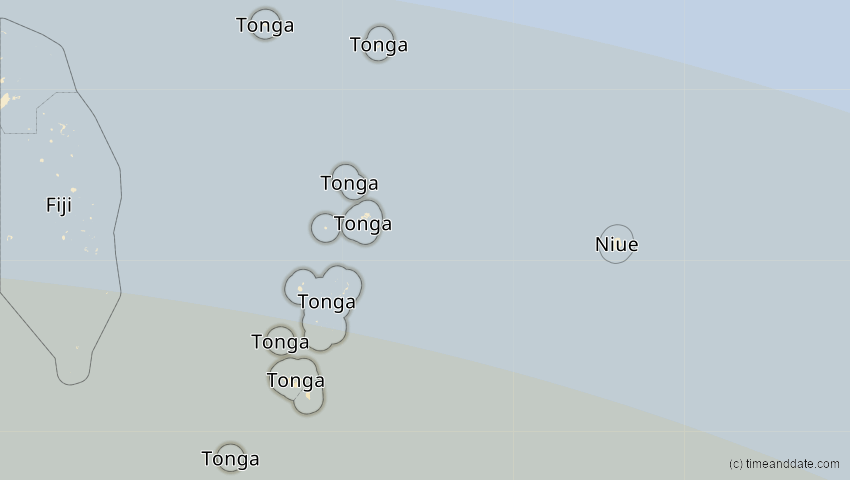 A map of Tonga, showing the path of the 22. Sep 2025 Partielle Sonnenfinsternis