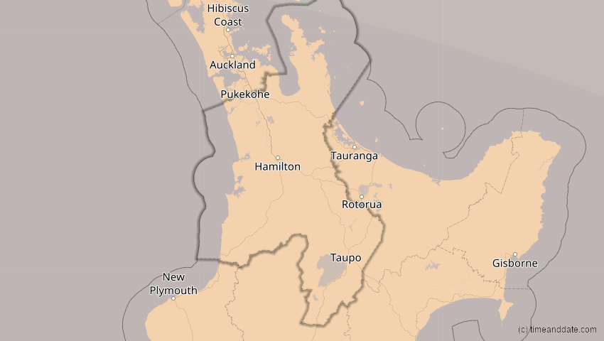 A map of Waikato, New Zealand, showing the path of the Sep 22, 2025 Partial Solar Eclipse