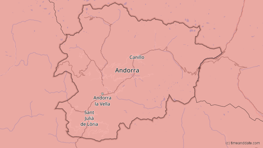 A map of Andorra, showing the path of the Aug 12, 2026 Total Solar Eclipse