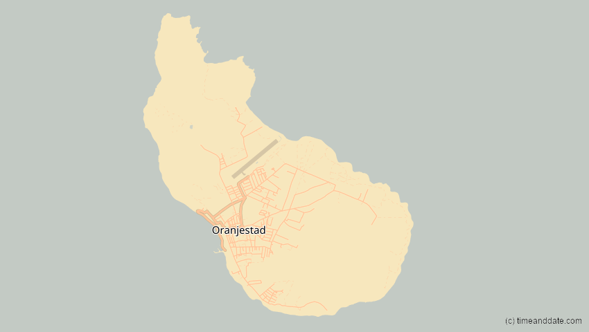 A map of Sint Eustatius, Netherlands, showing the path of the Jan 26, 2028 Annular Solar Eclipse