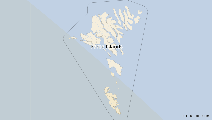 A map of Faroe Islands, Denmark, showing the path of the Jan 26, 2028 Annular Solar Eclipse