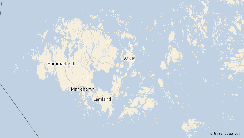 A map of Åland Islands, showing the path of the Jun 12, 2029 Partial Solar Eclipse