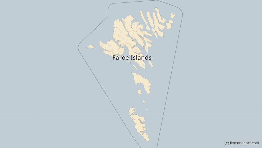 A map of Faroe Islands, Denmark, showing the path of the Jun 12, 2029 Partial Solar Eclipse