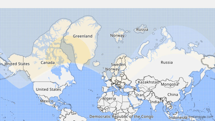 A map of Chukotka, Russia, showing the path of the Jun 12, 2029 Partial Solar Eclipse