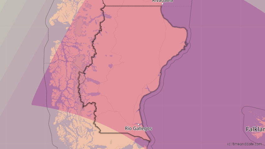 A map of Santa Cruz, Argentinien, showing the path of the 13. Okt 2061 Ringförmige Sonnenfinsternis