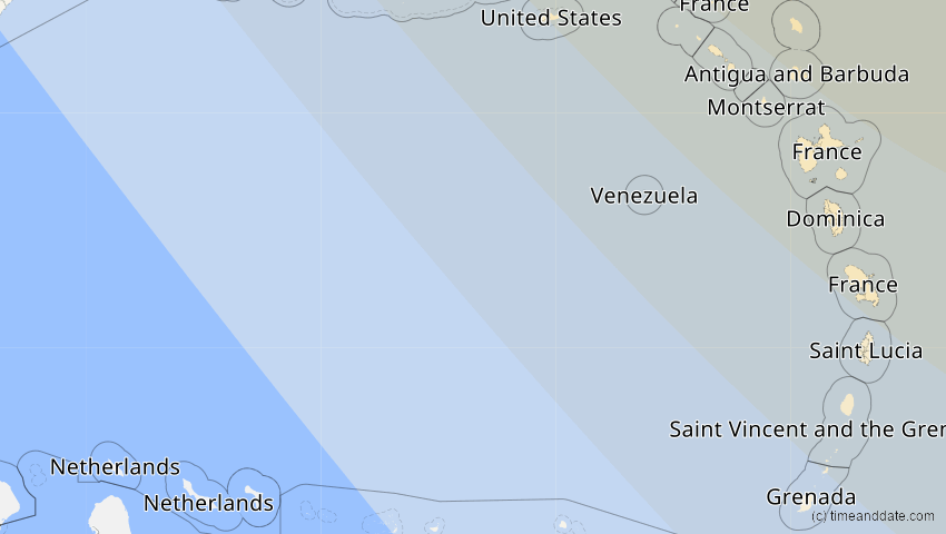 A map of Caribbean Netherlands, showing the path of the May 1, 2079 Total Solar Eclipse