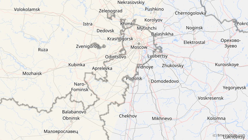 A map of Moskva, Russland, showing the path of the 13. sep 2080 Delvis solformørkelse