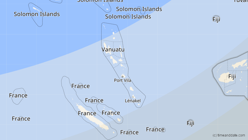 A map of Fidschi, showing the path of the 22. Mär 2099 Ringförmige Sonnenfinsternis