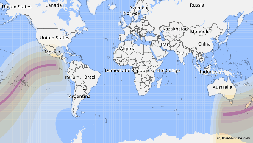 A map of Kiribati, showing the path of the 22. Mär 2099 Ringförmige Sonnenfinsternis