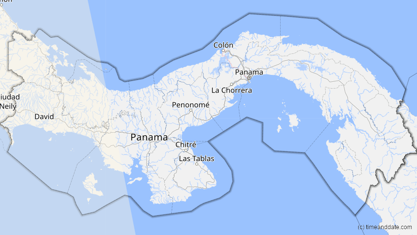 A map of Panama, showing the path of the 21. Mär 2099 Ringförmige Sonnenfinsternis