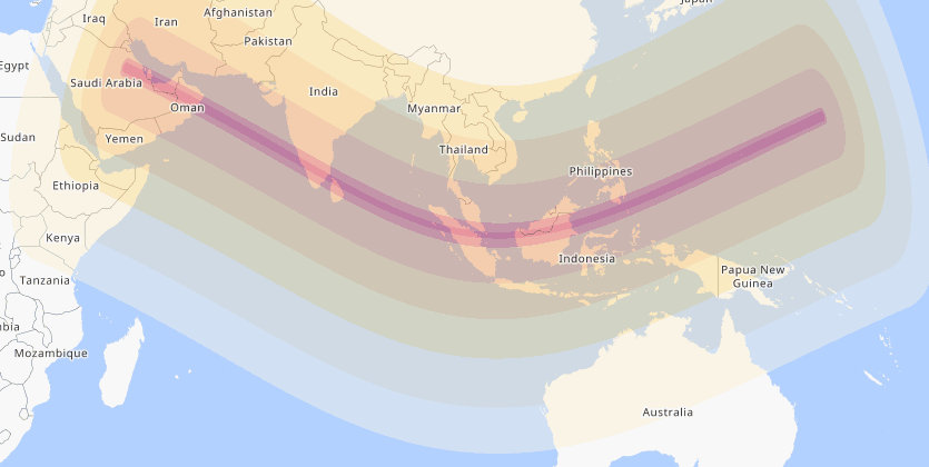Click for interactive map of the December 25/26, 2019 Eclipse Eclipse Path For December 25/26, 2019 Eclipse